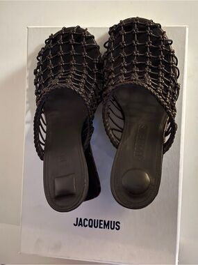 Jacquemus Dark Brown Les Doubles Tresses Slide Mules